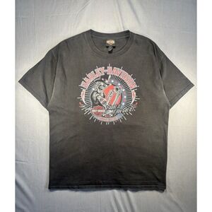 Harley Davidson Men's Large Black T-Shirt Skeleton Top Hat Myrtle Beach, SC 2014